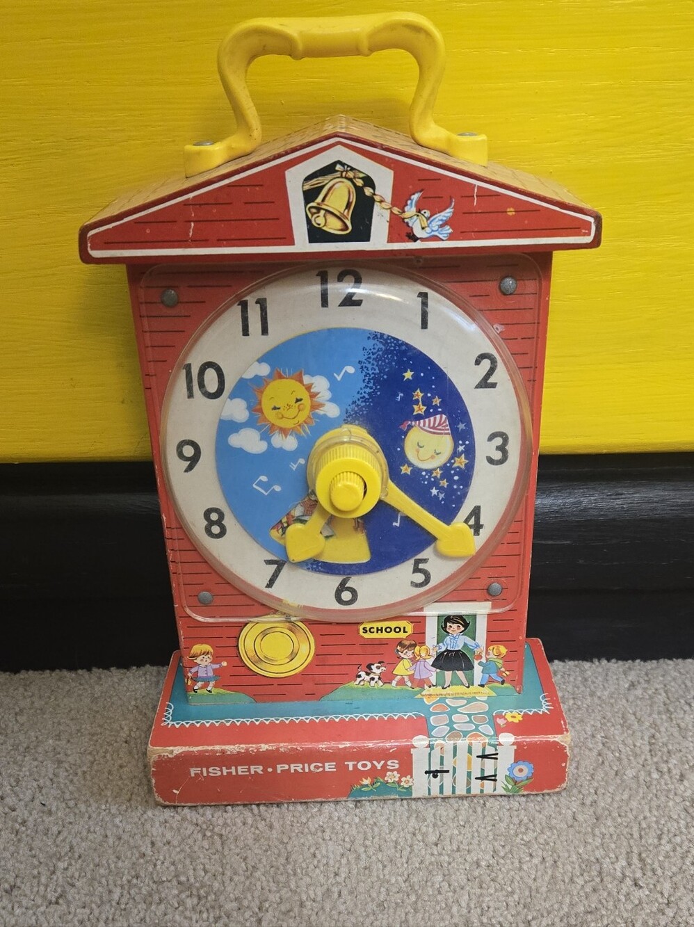 Vintage 1968 Fisher Price Music Box Teaching Clock